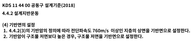 KDS 11 44 00 (구)공동구 설계기준 4.4.2 설계지반운동