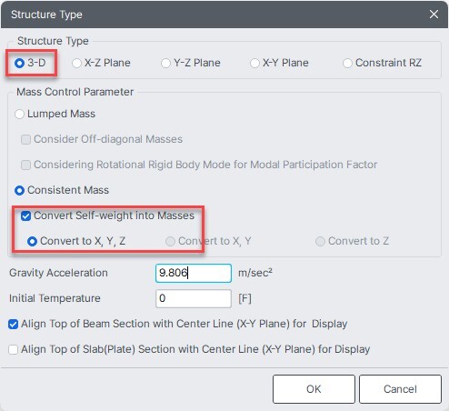 Convert Self-Weight into Masses along X, Y & Z directions