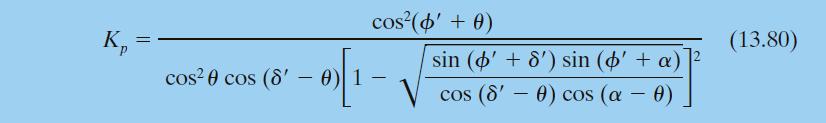 13.80 Passive earth pressure coefficient