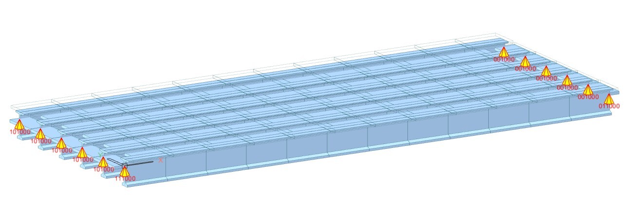 Figure 2 Rendered Isometric View of a 2D grillage model.