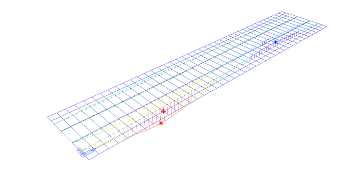 Influence line on the deflection of the first central span