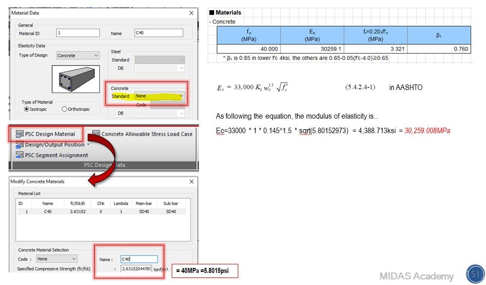 Why does the design report show different modulus of elasticity?