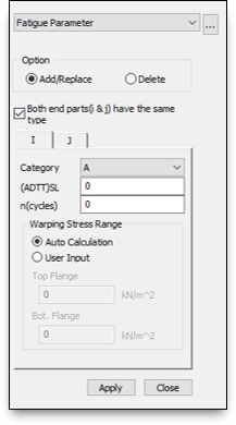 Image 3.8 Fatigue Parameter Dialog Box