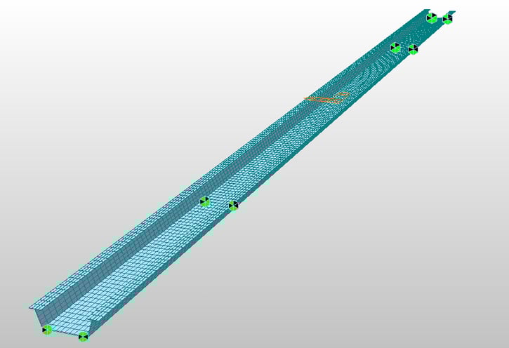 Figure 3-11. Extruded structure and notional load for Buckling analysis (1)