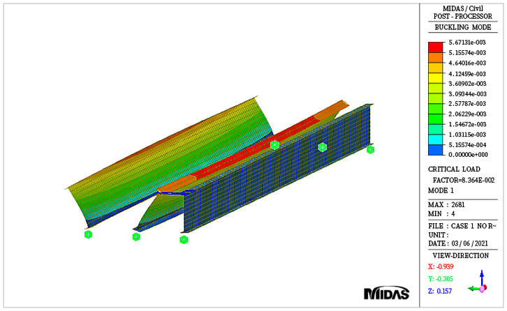 Buckling mode shape for girder only case (mode 1)