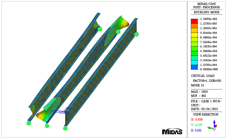 Buckling mode shape for girder only case (mode10)