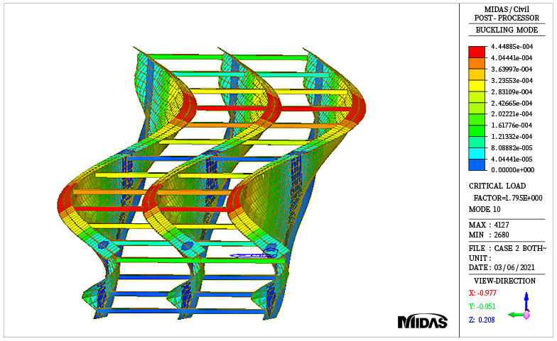 Buckling mode shape for girder with horizontal bracing case (mode 10)