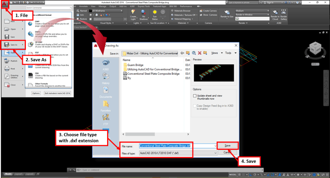 Image 1-3 AutoCAD Save As to DXF File