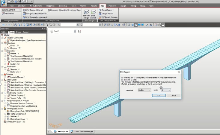 Design and Report Export via PSC Tab