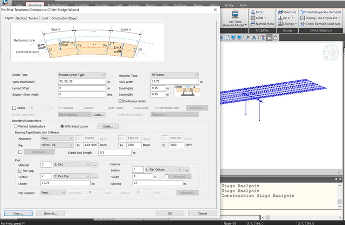 Figure 4. PrePost-tensioned Composite Girder Bridge Wizard