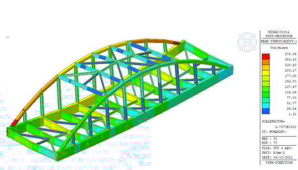 Fig. 10  Von-Mises Stress for Cross Bracing near mid-span