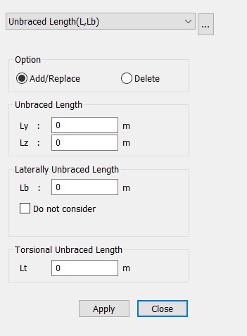 Fig.4 Unbraced Length Dialog Box