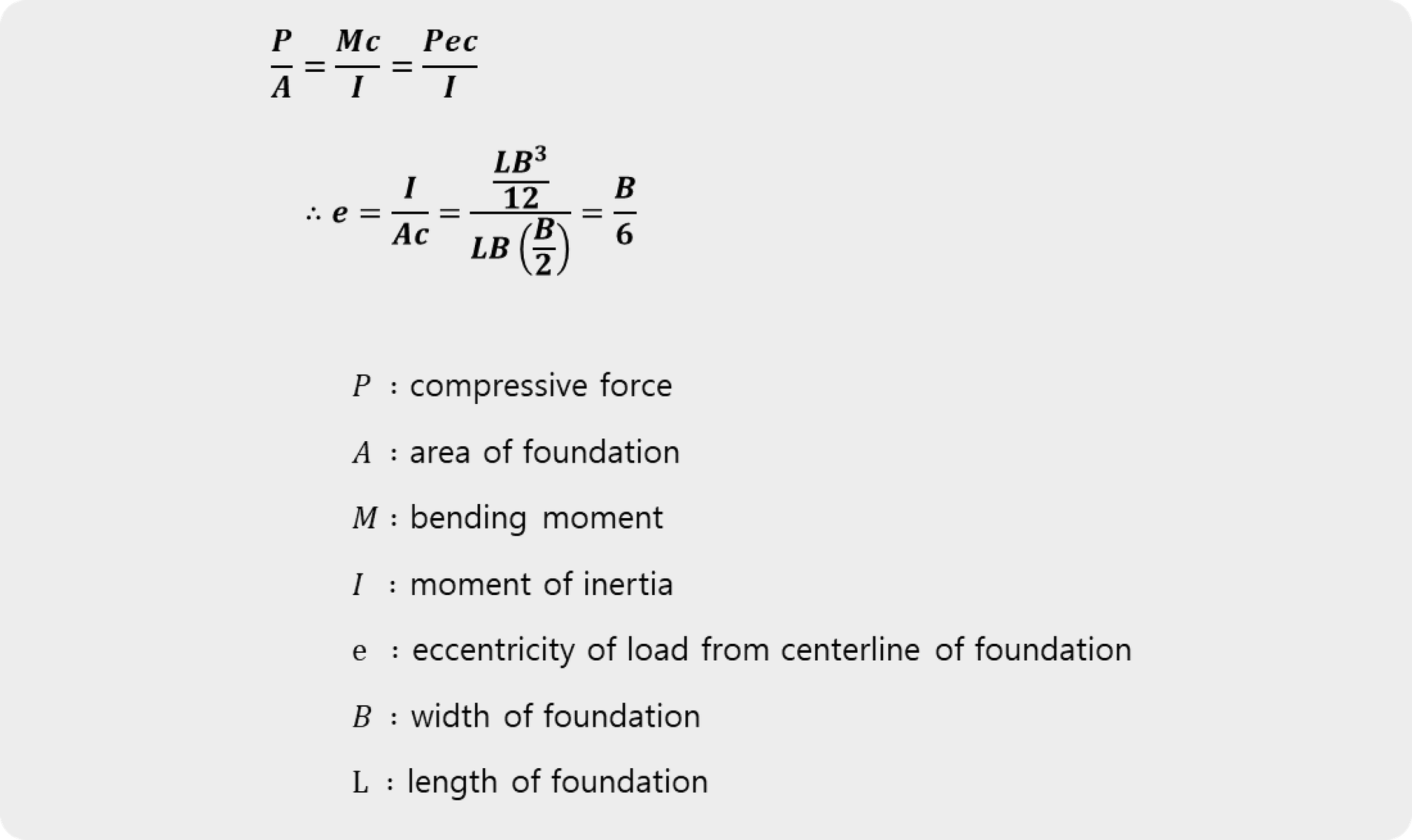 The eccentricity calculation