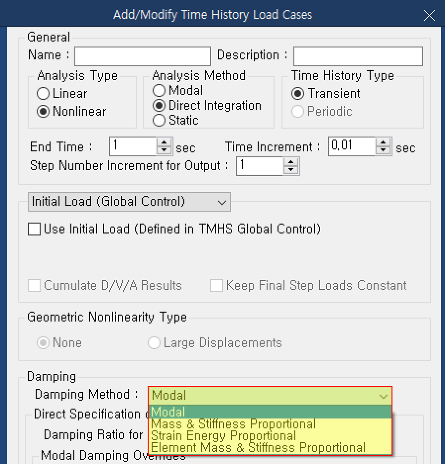 #1 Time History Load Cases - Damping Method