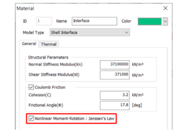 Figure 4 Janssen’s law in Midas GTS NX_