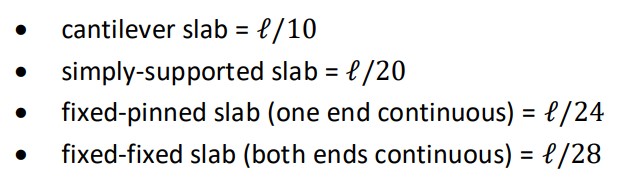 One way concrete slabs