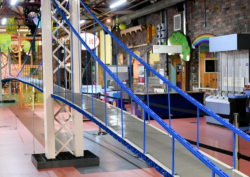 Longest span of a bridge made of interlocking plastic bricks