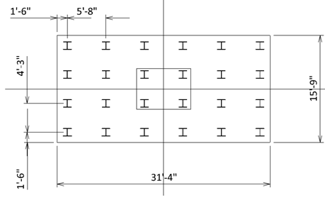 Figure 4. Pile locations with X and Y spacings.