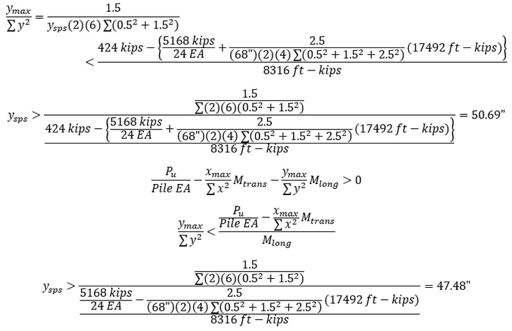 the longitudinal pile spacing y sps