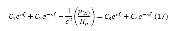 The deflection η(x=ξ) shall be identical both from eq(13) and eq(14)