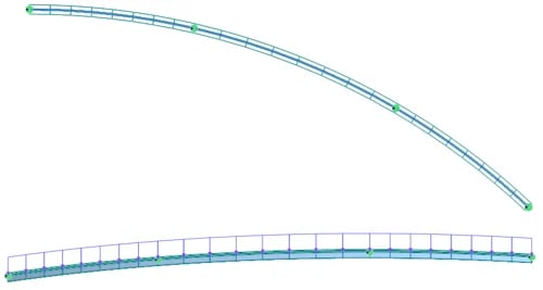 Figure 2. (Top) Plane view and (bottom) general view with loading and boundary condition