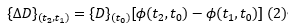 displacement changes which would occur between time t1 and t2 without any support changes