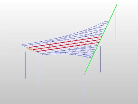Irregular bridge grillage model in midas Civil.