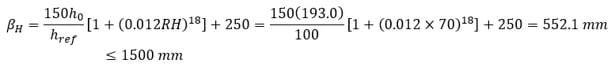 βH is a function of the notional size h0 and the relative humidity