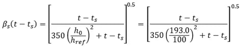βs(t − ts) is a function describing the development of shrinkage or swelling with time