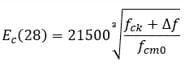 fck at 28 days by the equation