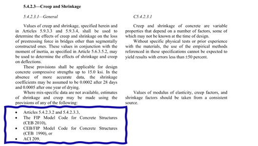 Figure 4. Material models suggested by AASHTO