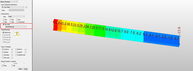 Warping Stress Diagram (ksi)