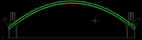 Four 15 strand PT tendons stressed through arch span for continuity.