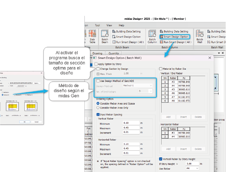 Diseño de muros de corte con la herramienta Batch Design de Design+
