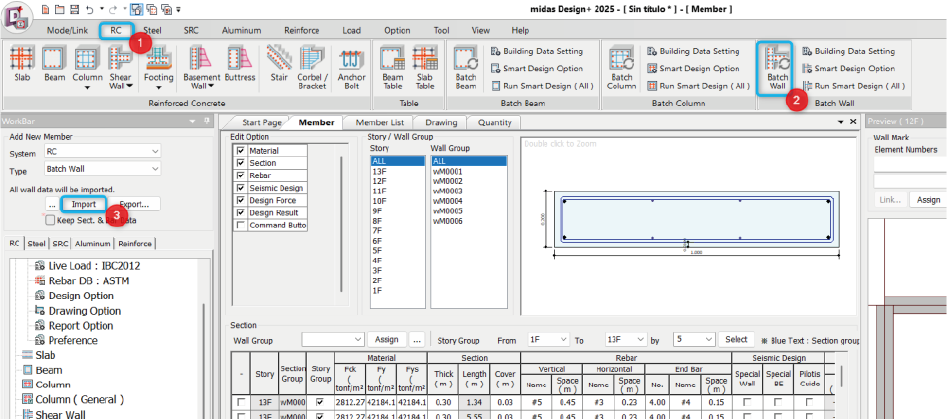 Diseño de muros de corte con la herramienta Batch Design de Design+