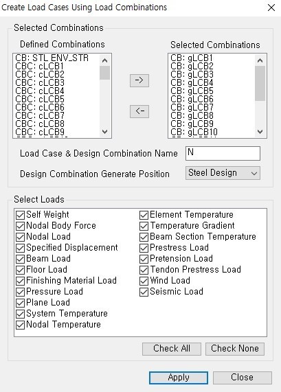 Using Load Combinations Dialog Box