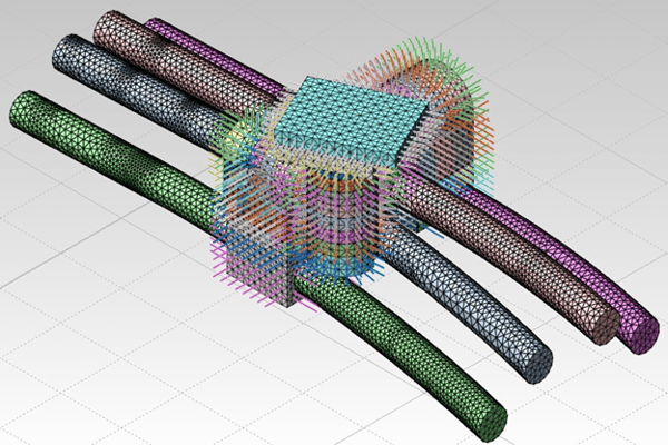 3D analysis model for fan plant with rock bolts and shotcrete