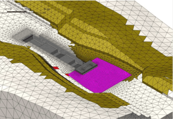 3D analysis model for anchor block