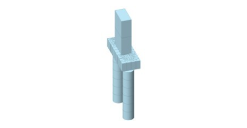 Pile and pile cap in a Civil NX bridge model, ready for soil layers