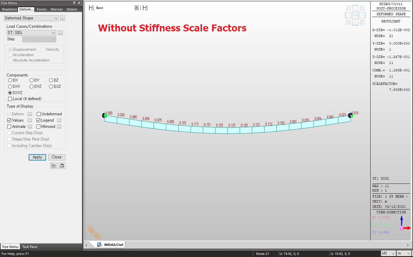 Deformed Shape Results Without Stiffness Scale Factors