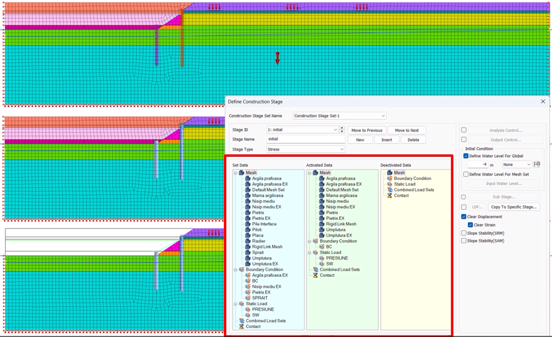Simulation of construction stages