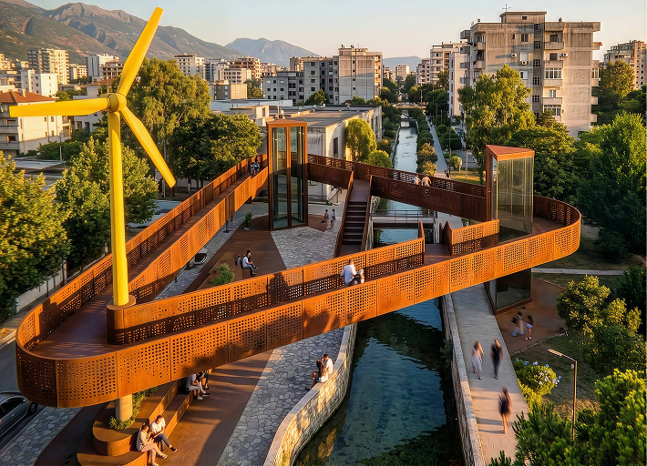 Pedestrian bridge in Tirana, Albania