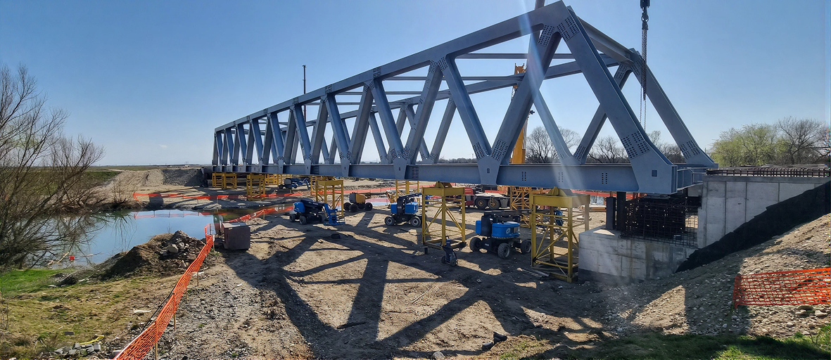 Railway truss bridge under construction